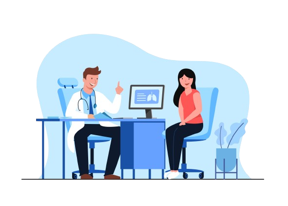 an illustration showing doctor advising patient